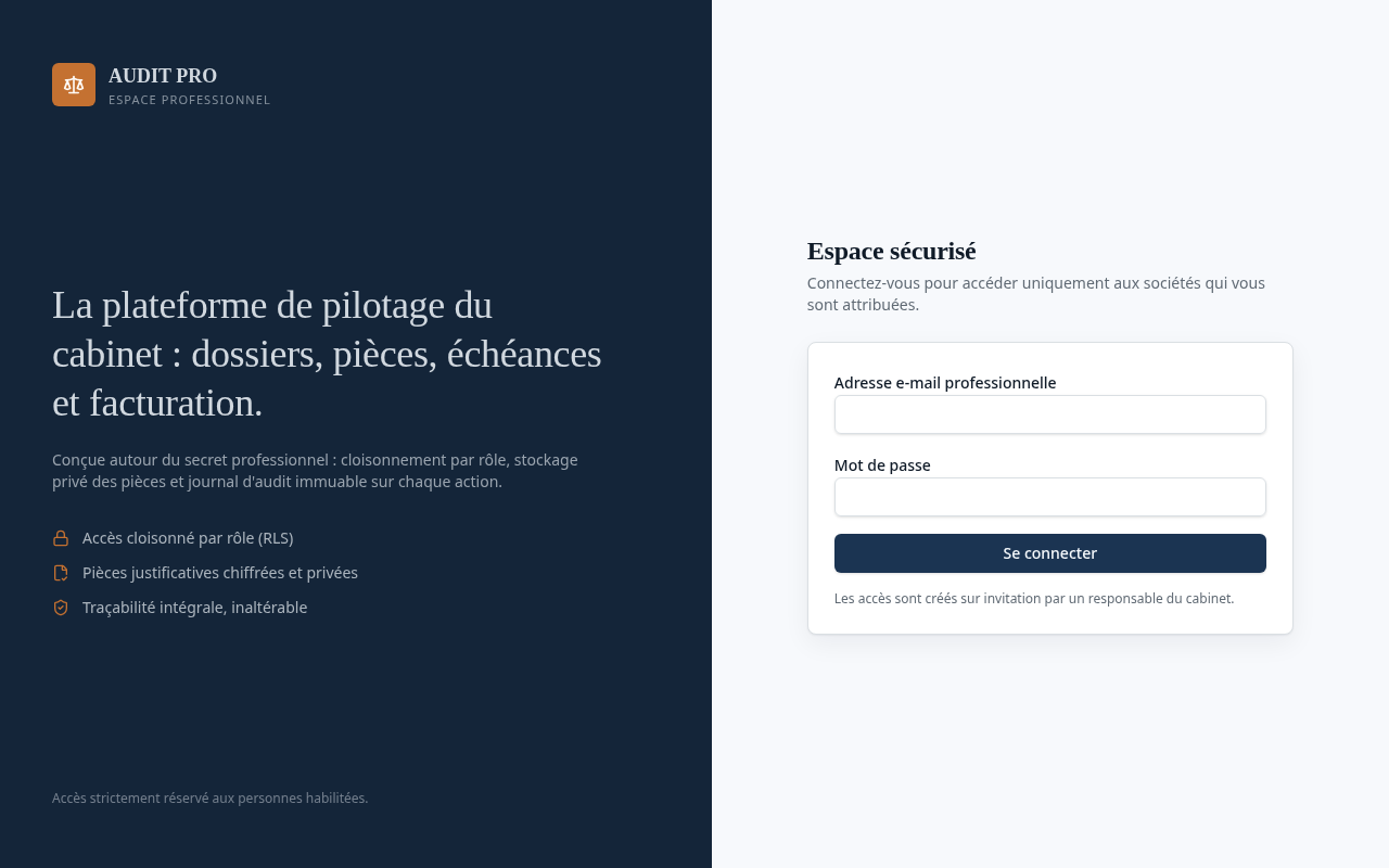 Espace sécurisé de la plateforme Pro Growth Hub